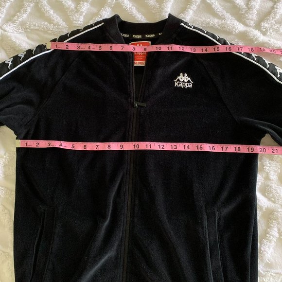 Kappa Y2K Velour Full Zip Track Jacket Black Omini Logo Women’s Streetwear - Picture 12 of 13